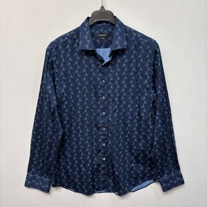 Bugatchi Men Long Sleeve Button Shirt Top Size XXL 2XL Shaped Fit D003 -11